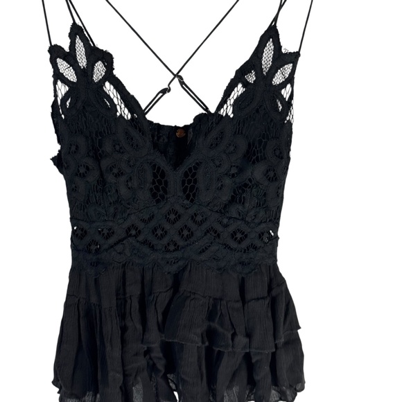Free People One Adella Black Cami Tank Top Sz S - Picture 4 of 9